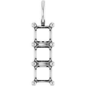 10K White Gold 5.5x5.5 mm Asscher Pendant Mounting – image 2
