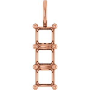 14K Rose Gold 5.5x5.5 mm Asscher Pendant Mounting – image 2