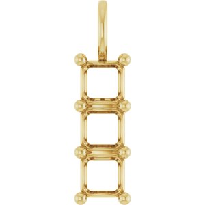 10K Yellow Gold 5.5x5.5 mm Asscher Pendant Mounting – image 2