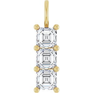 10K Yellow Gold 5.5x5.5 mm Asscher Pendant Mounting
