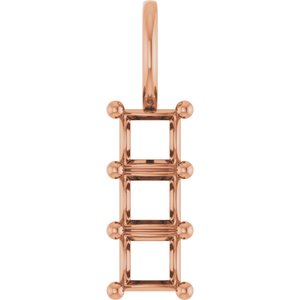 10K Rose Gold 3.5x3.5 mm Square Pendant Mounting – image 2