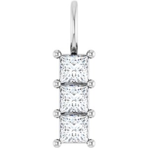 14K X1 White Gold 3.5x3.5 mm Square Pendant Mounting