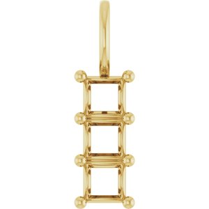 18K Yellow Gold 3.5x3.5 mm Square Pendant Mounting – image 2