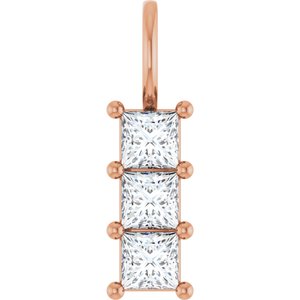 18K Rose Gold 3.5x3.5 mm Square Pendant Mounting