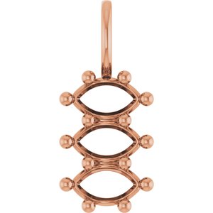 14K Rose Gold 6x3.5 mm Marquise Pendant Mounting – image 2