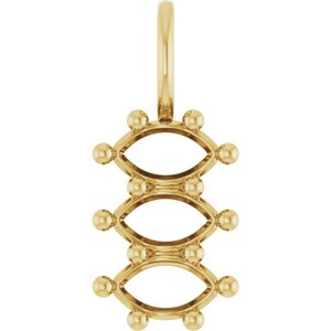 14K Yellow Gold 6x3.5 mm Marquise Pendant Mounting – image 2