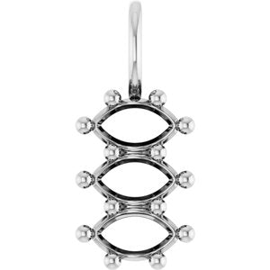 14K X1 White Gold 6x3.5 mm Marquise Pendant Mounting – image 2