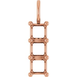 10K Rose Gold 5x5 mm Asscher Pendant Mounting – image 2