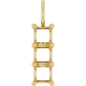 18K Yellow Gold 5x5 mm Asscher Pendant Mounting – image 2