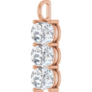 10K Rose Gold 14x10 mm Elongated Cushion Pendant Mounting – image 3