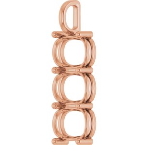 18K Rose Gold 14x10 mm Elongated Cushion Pendant Mounting – image 4