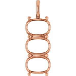 10K Rose Gold 14x10 mm Elongated Cushion Pendant Mounting – image 2