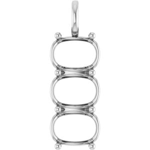 10K White Gold 14x10 mm Elongated Cushion Pendant Mounting – image 2