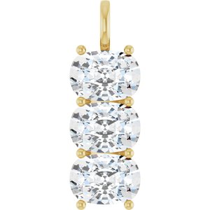 10K Yellow Gold 14x10 mm Elongated Cushion Pendant Mounting