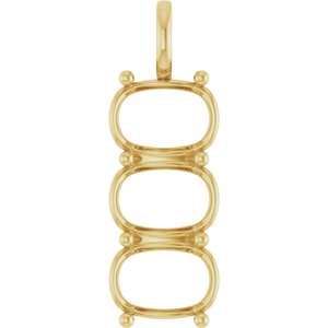 10K Yellow Gold 14x10 mm Elongated Cushion Pendant Mounting – image 2