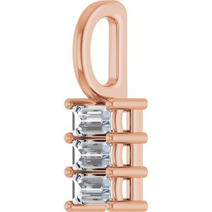 10K Rose Gold 3.25x2 mm Straight Baguette Pendant Mounting – image 3