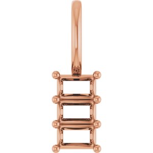 18K Rose Gold 3.25x2 mm Straight Baguette Pendant Mounting – image 2