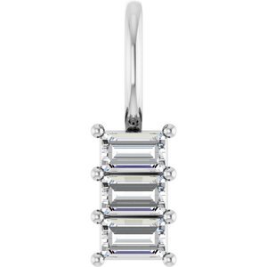 10K White Gold 3.25x2 mm Straight Baguette Pendant Mounting