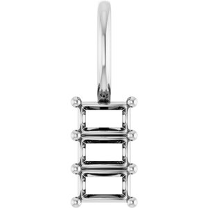 Sterling Silver 3.25x2 mm Straight Baguette Pendant Mounting – image 2