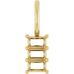 10K Yellow Gold 3.25x2 mm Straight Baguette Pendant Mounting – image 2