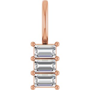 14K Rose Gold 3.25x2 mm Straight Baguette Pendant Mounting