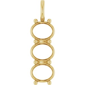 14K Yellow Gold 11x9 mm Oval Pendant Mounting – image 2