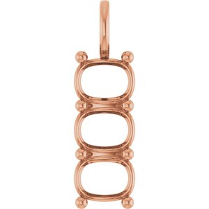 10K Rose Gold 8.5x6.5 mm Elongated Cushion Pendant Mounting – image 2