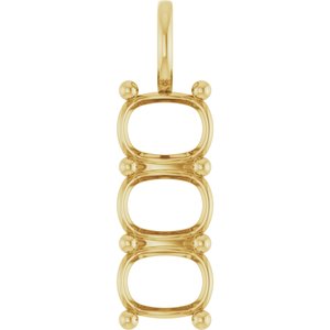 10K Yellow Gold 8.5x6.5 mm Elongated Cushion Pendant Mounting – image 2