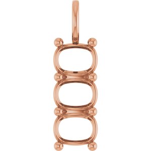 10K Rose Gold 8x6 mm Elongated Cushion Pendant Mounting – image 2