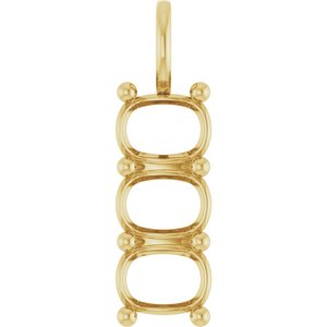 18K Yellow Gold 8x6 mm Elongated Cushion Pendant Mounting – image 2