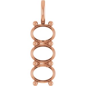 14K Rose Gold 8.5x6.5 mm Oval Pendant Mounting – image 2