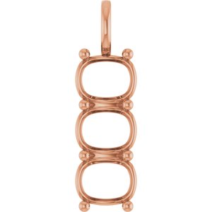 10K Rose Gold 10x8 mm Elongated Cushion Pendant Mounting – image 2