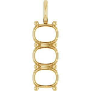 10K Yellow Gold 10x8 mm Elongated Cushion Pendant Mounting – image 2