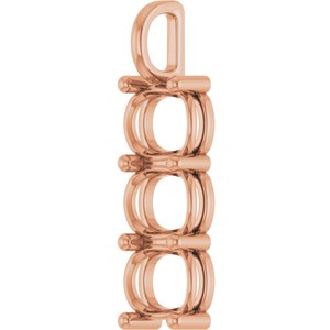 10K Rose Gold 10x8 mm Elongated Cushion Pendant Mounting – image 4