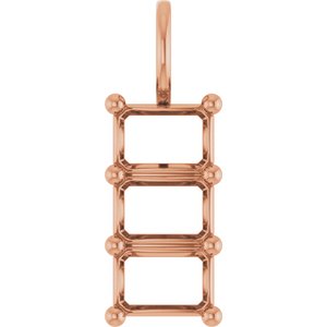 18K Rose Gold 6.5x4.5 mm Emerald Pendant Mounting – image 2