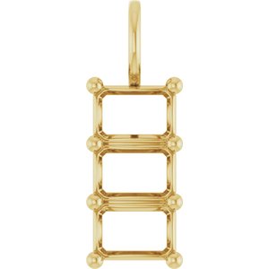 14K Yellow Gold 6.5x4.5 mm Emerald Pendant Mounting – image 2
