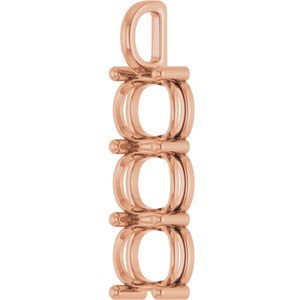 14K Rose Gold 11x9 mm Elongated Cushion Pendant Mounting – image 4