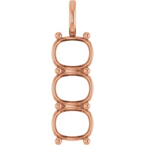 18K Rose Gold 11x9 mm Elongated Cushion Pendant Mounting – image 2