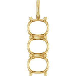 14K Yellow Gold 11x9 mm Elongated Cushion Pendant Mounting – image 2