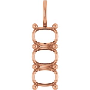 10K Rose Gold 7.5x5.5 mm Elongated Cushion Pendant Mounting – image 2