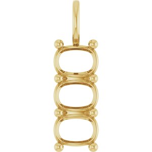 10K Yellow Gold 7.5x5.5 mm Elongated Cushion Pendant Mounting – image 2