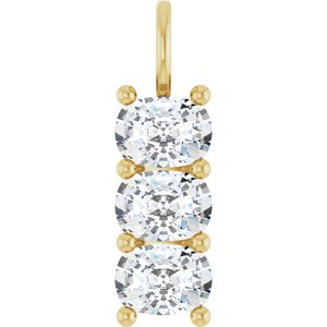 14K Yellow Gold 7.5x5.5 mm Elongated Cushion Pendant Mounting