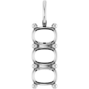 14K X1 White Gold 7.5x5.5 mm Elongated Cushion Pendant Mounting – image 2