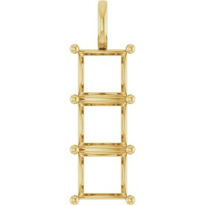 14K Yellow Gold 10x10 mm Square Pendant Mounting – image 2