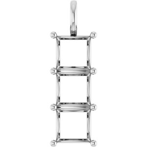 10K White Gold 10x10 mm Square Pendant Mounting – image 2