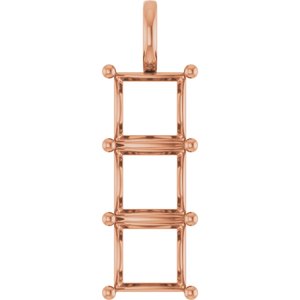 14K Rose Gold 10x10 mm Square Pendant Mounting – image 2