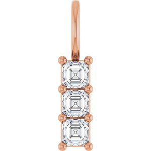 10K Rose Gold 3x3 mm Asscher Pendant Mounting