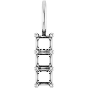 10K White Gold 3x3 mm Asscher Pendant Mounting – image 2