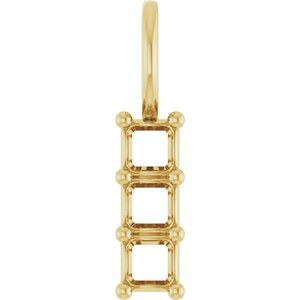 10K Yellow Gold 3x3 mm Asscher Pendant Mounting – image 2