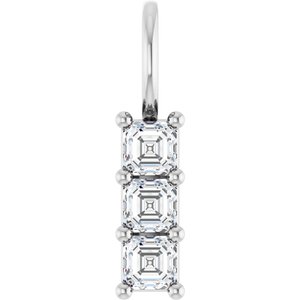 Platinum 3x3 mm Asscher Pendant Mounting